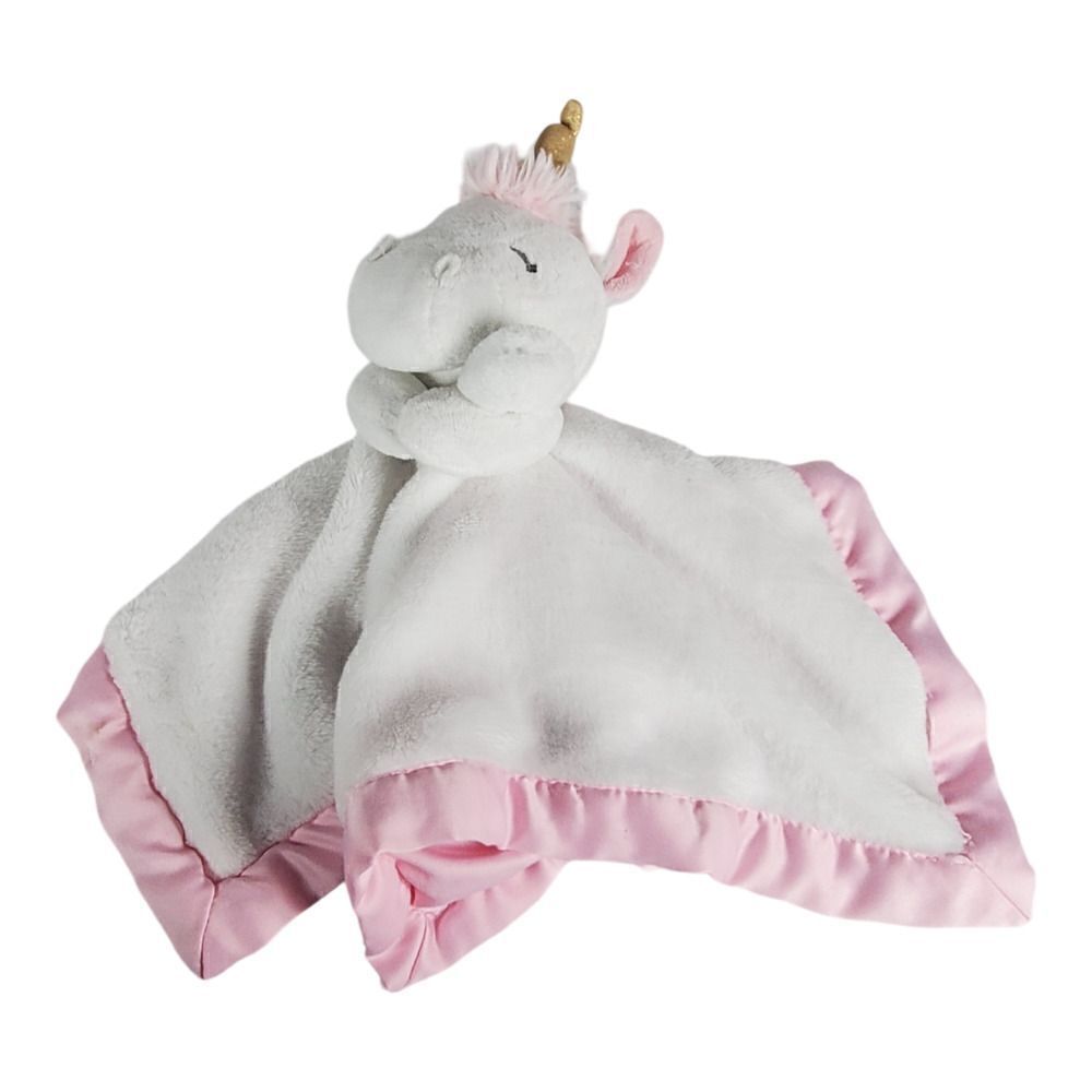 Carters Baby Security Blanket Lovey Soother Plush Toy Pink Unicorn Satin Soft